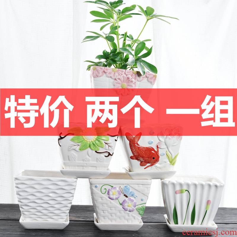 Special offer a clearance large flower pot ceramics creative move of large diameter butterfly orchid potted meat more money plant orchid flower POTS
