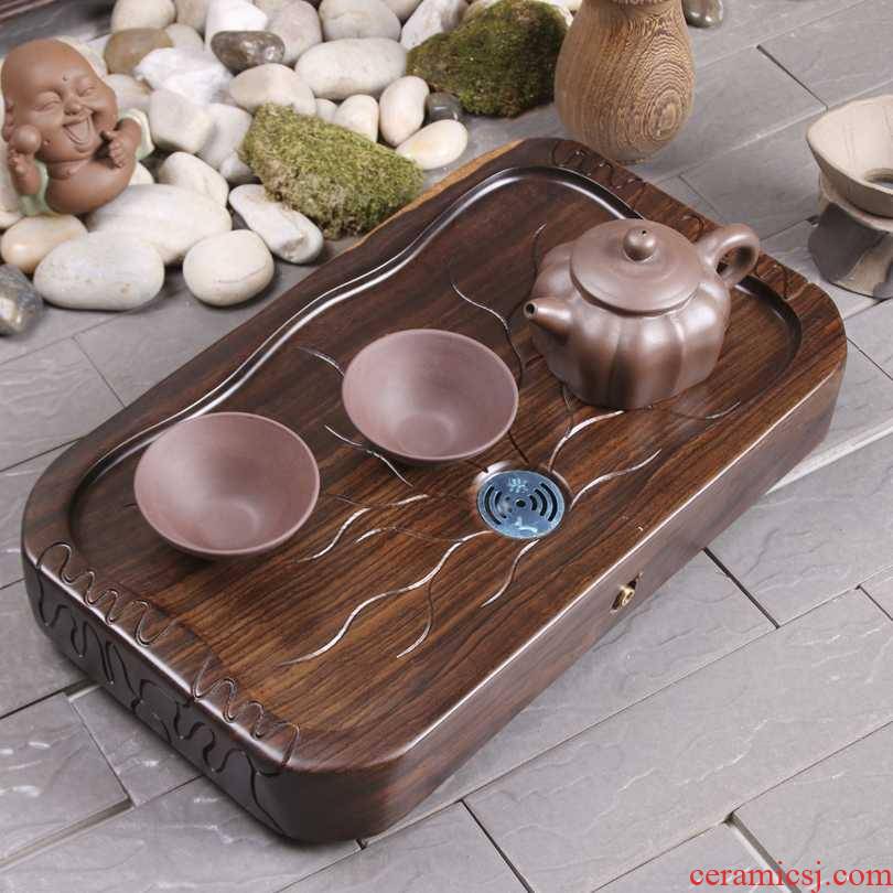 Ebony wenge consolidation piece of log wood rectangle kung fu tea tea tea tray tea saucer tray