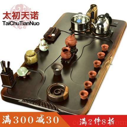The beginning day, The tea set big ebony wood tea tray was home four unity tea stove automatic block The whole outfit