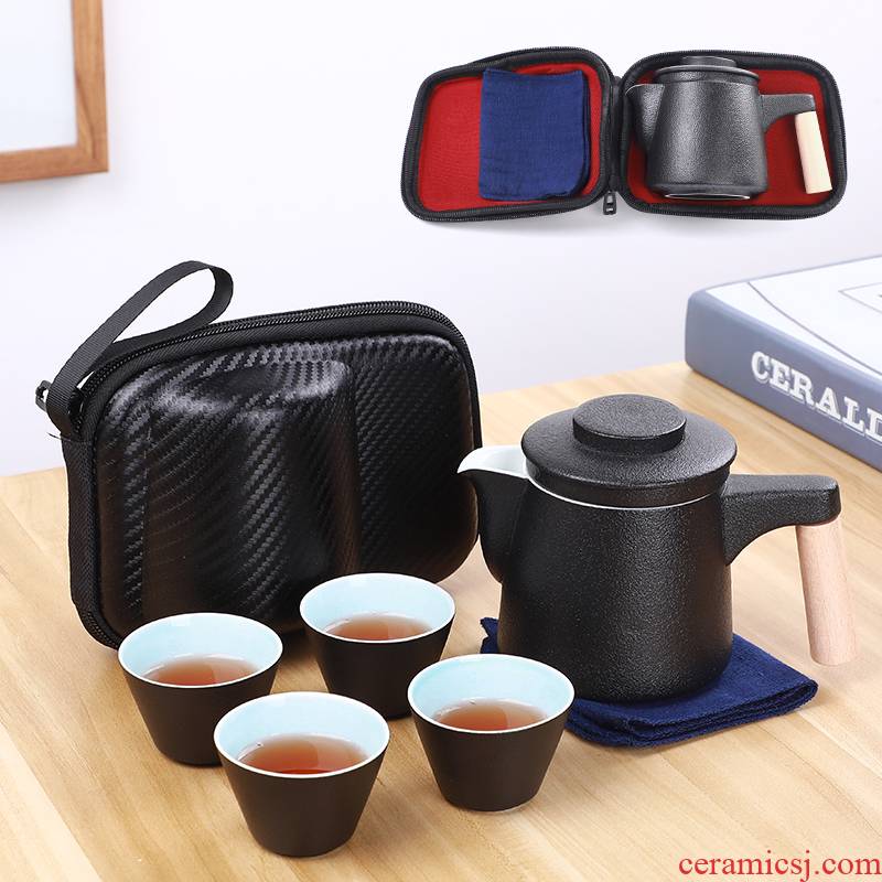 T travel tea set suit portable bag type, household cup teapot is suing the car kung fu a pot of 24:27 and a cup of tea