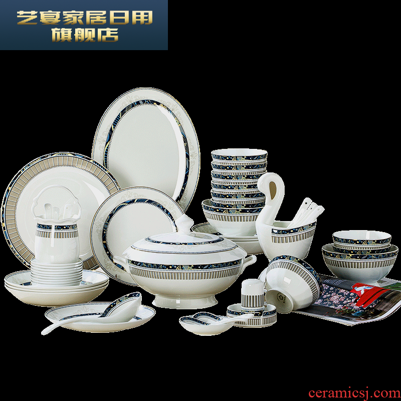 3 PLT jingdezhen ceramic bowl American ipads bowls set tableware suit European bowl chopsticks dishes with 6