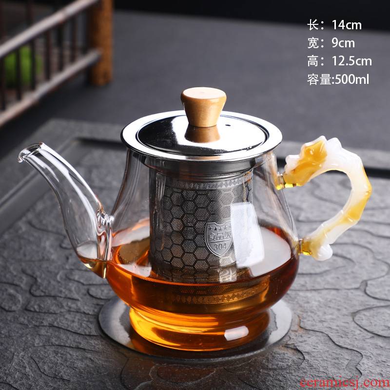 Figure 8 transparent heat - resistant glass teapot flower pot with stainless steel filter tank with tea, elegant cups