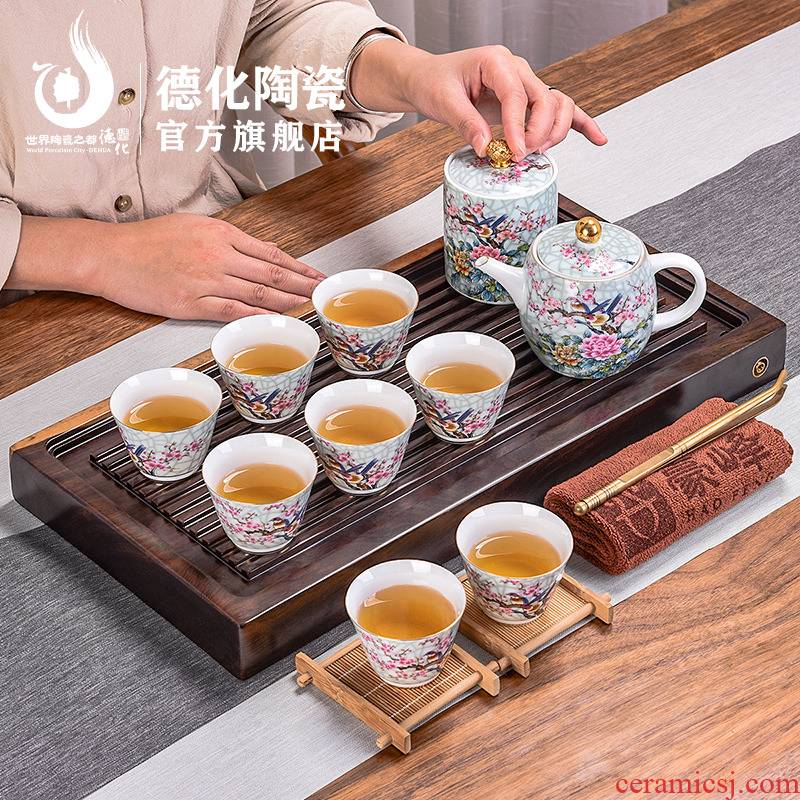 Ebony wood tea tray tea set suit household small purple sand teapot teacup contracted kung fu tea saucer