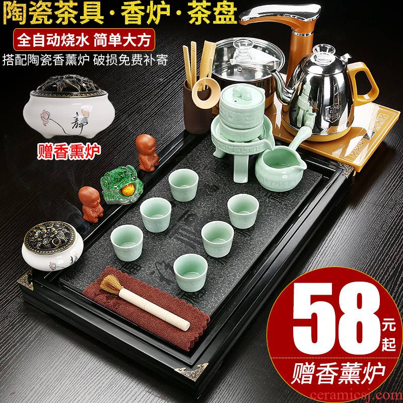 Kung fu tea set suit household contracted tea tray was a visitor to office sitting room of a complete set of automatic tea kettle