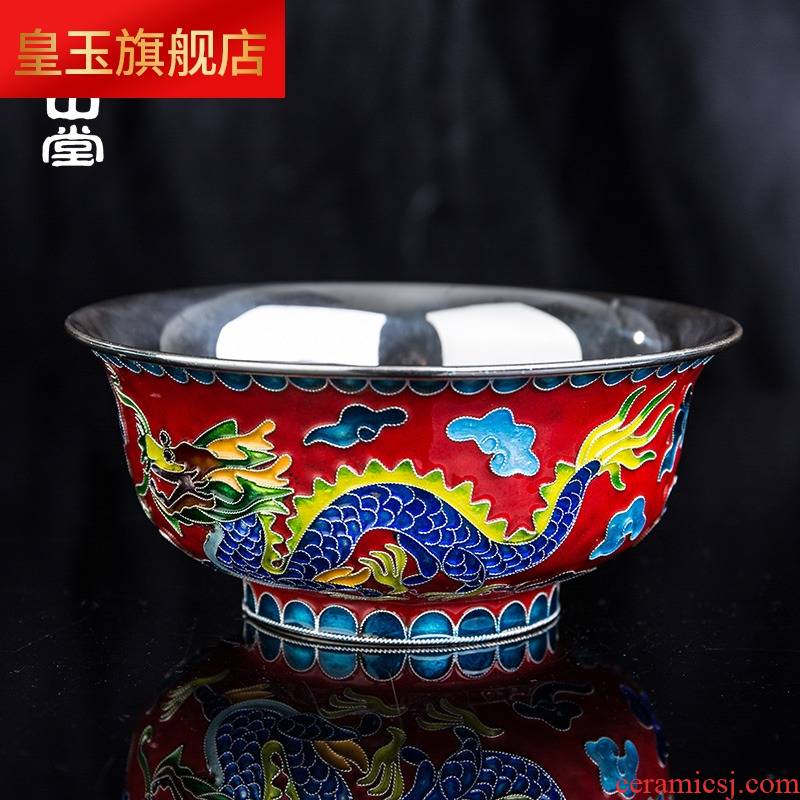 5 RST use silver wire inlay enamel manual large bowl Chinese rice bowl bowl wedding gift