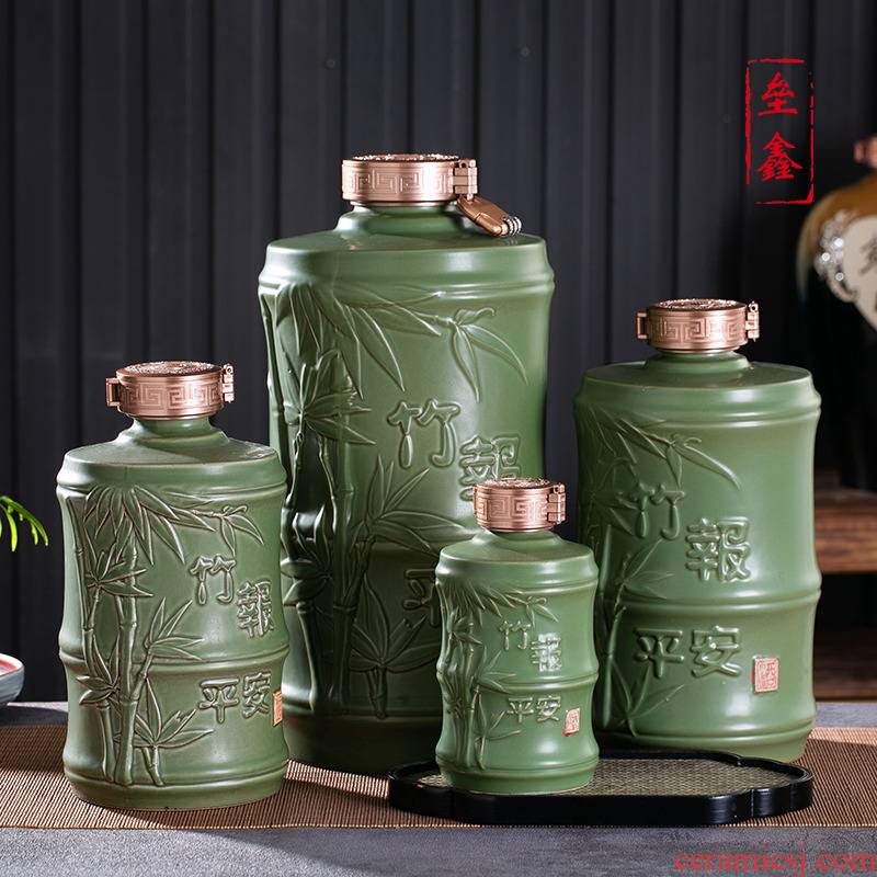 Bottle is empty bottles of jingdezhen ceramic household means safe sealing 1/3/5/10 jins to bamboo flagon wine jar