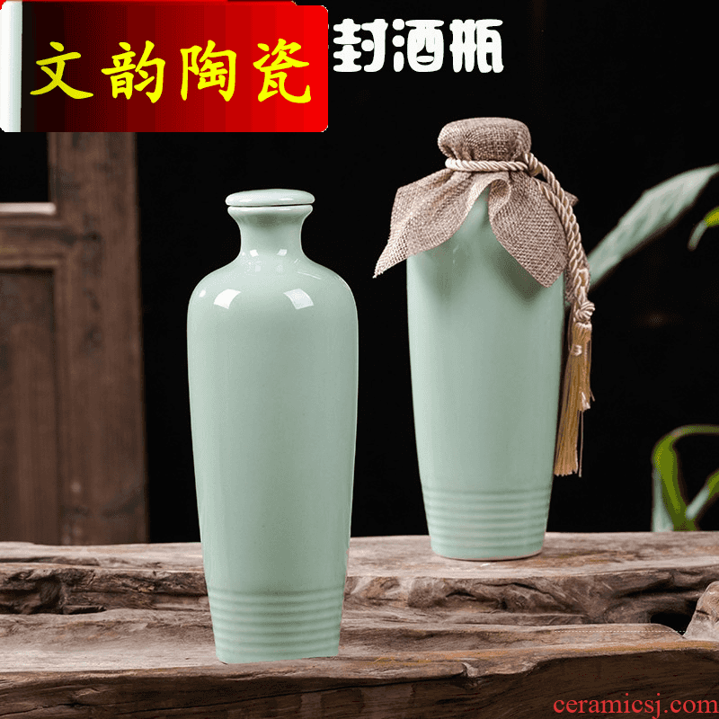 Wen rhyme jingdezhen ceramic bottle is empty bottles of 1 kg pack household liquor sealing hip flask creative wine jars