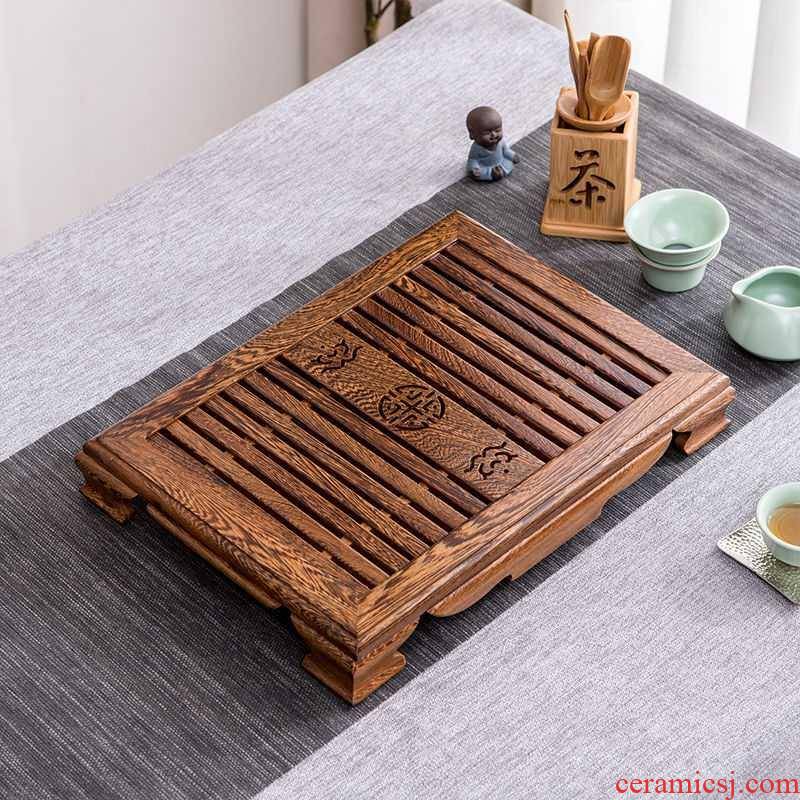 Household contracted solid wood sitting room ground chicken wings wood hua limu tea table drawer tea sea large - sized kung fu tea set