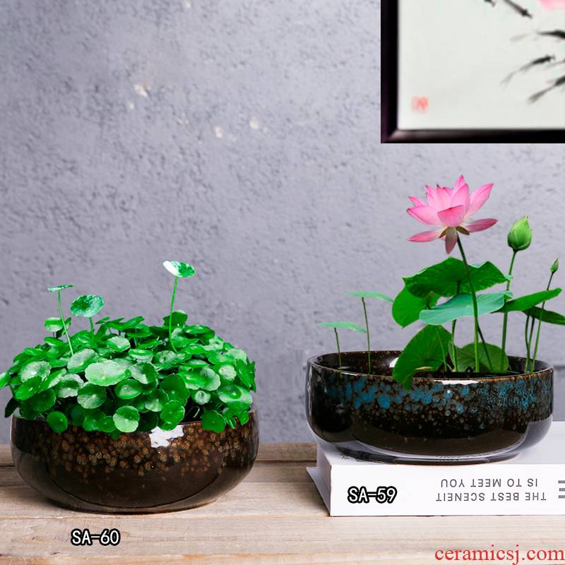 Ceramic flower pot hole clearance without hydroponic container copper bowl lotus basin'm grass refers to flower pot lotus basin of Chinese style flower implement