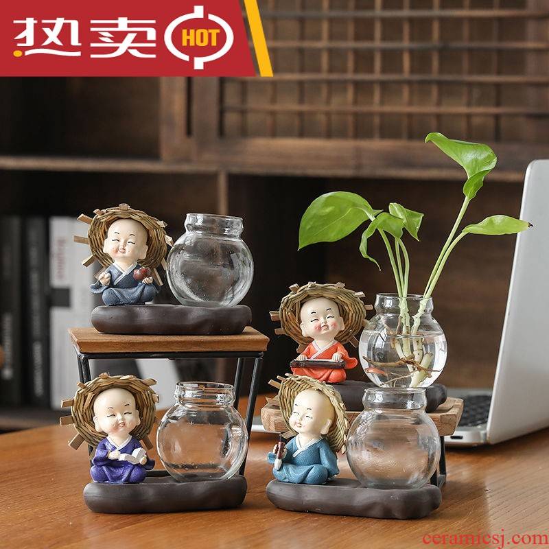 Ceramic hydroponic containers creative furnishing articles monk glass flower pot other special tea flowers in the vase