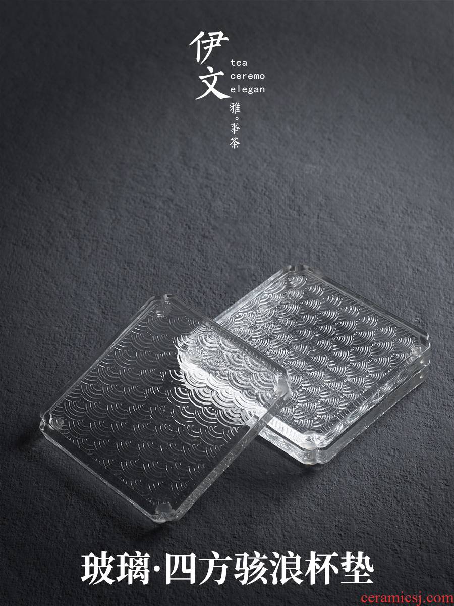 Evan ceramic glass mat a saucer at Japanese transparent insulation pad kung fu tea accessories creative tea saucer