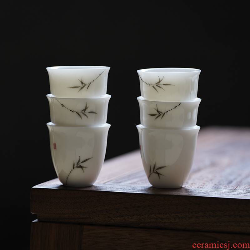 Vegetation school white porcelain hand - made teacup checking ceramic sample tea cup masters cup cup bowl tureen kung fu tea set