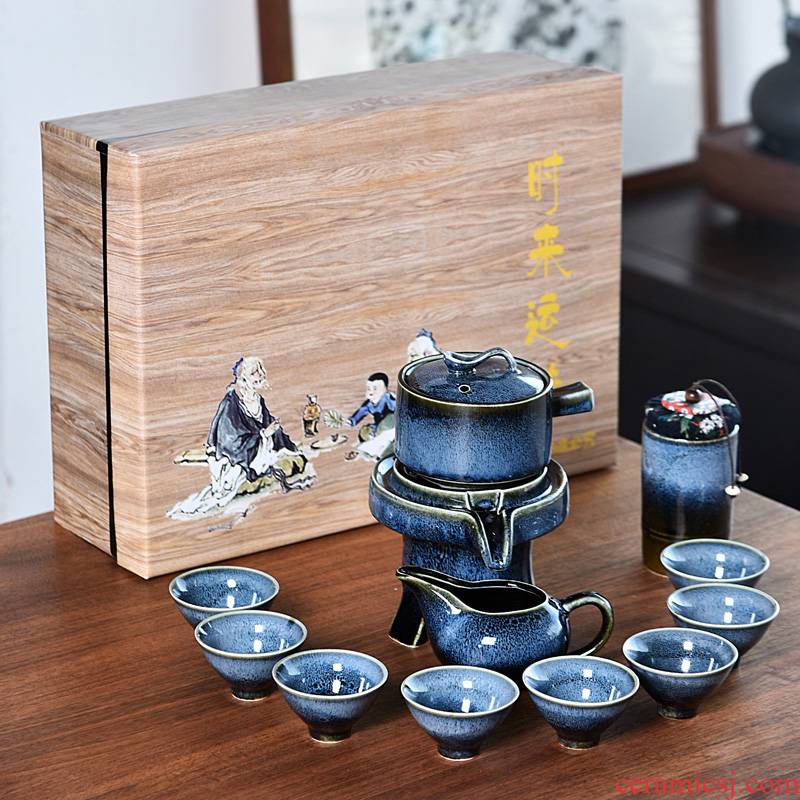 Up built light tea sets tea kettle household rotating water prevent hot stone mill lazy people make tea, semi - automatic