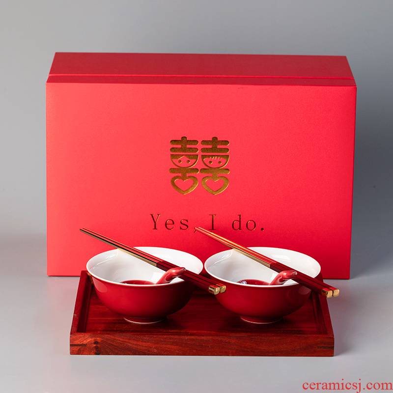 I swim ceramic xi bowl of red suit box of bowl chopsticks its ehrs wedding picking wedding