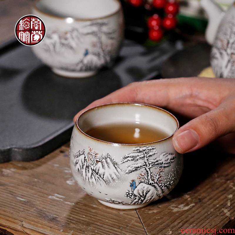 By patterns kung fu tea cup master cup move large pure manual hand - made jingdezhen your up with a cup of tea