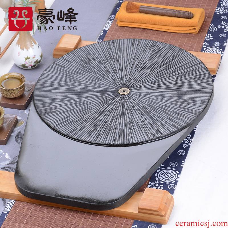 HaoFeng sharply stone tea tray tea saucer tea table suit, black stone, stone, stone tea tray