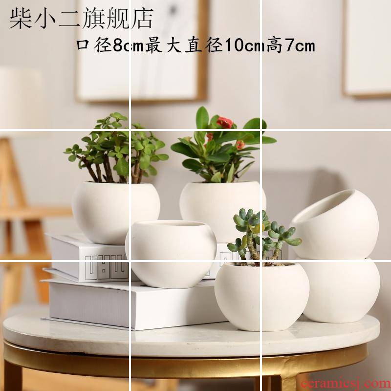 Heavy flowerpot ceramics high fleshy flowerpot creative contracted character small square white balcony more pure and fresh meat basin