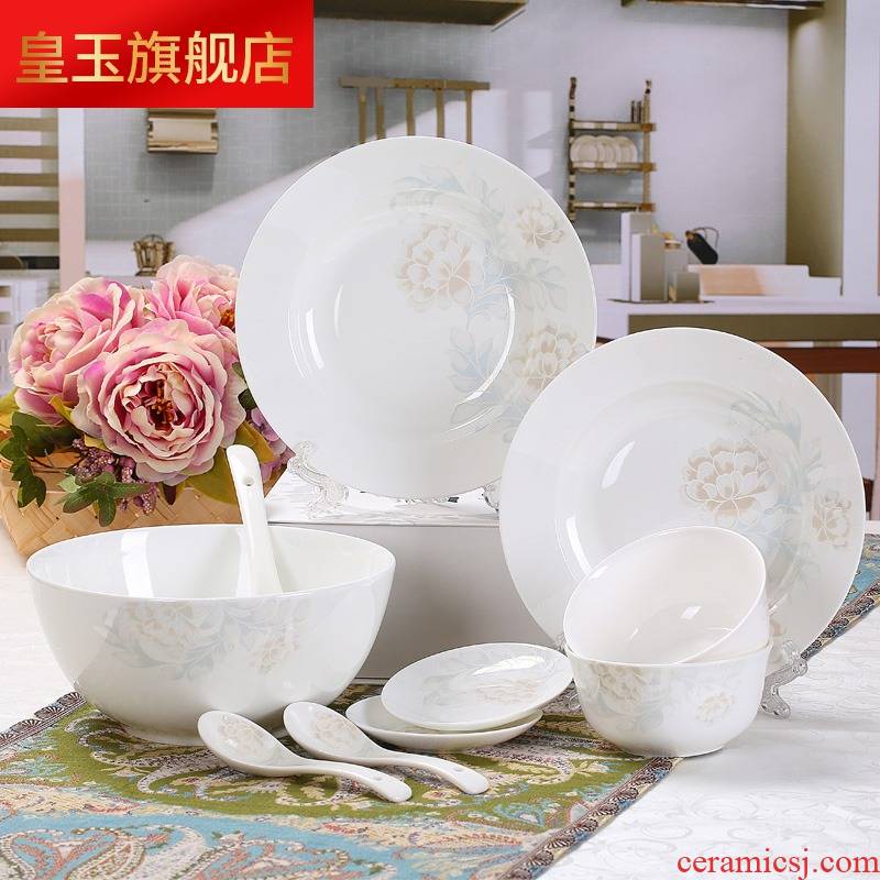 5 hj jingdezhen ceramic dishes suit household of 4 2 ipads China tableware chopsticks combination contracted to eat bread and butter