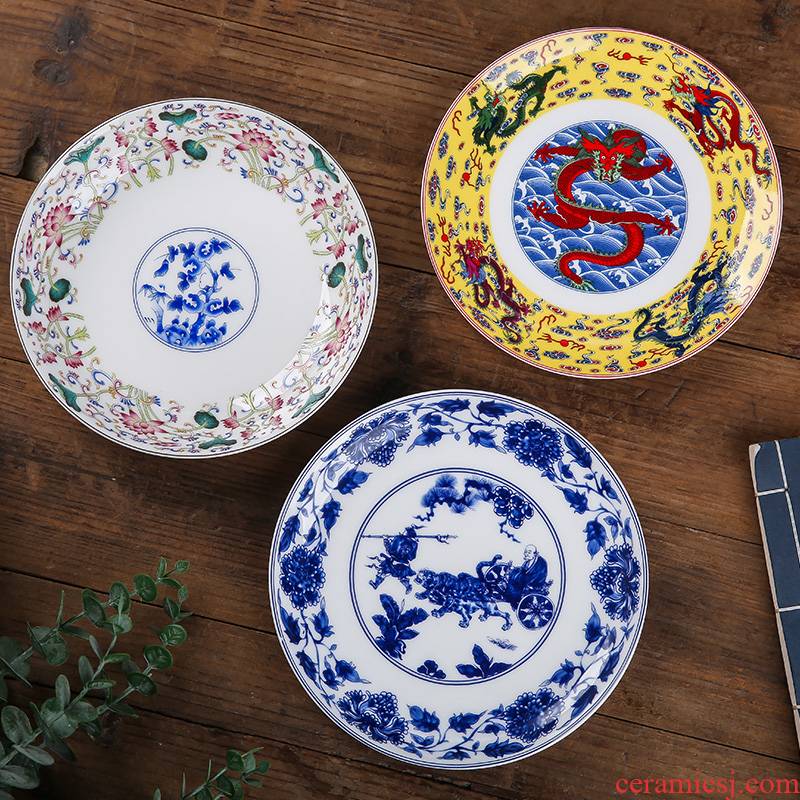 Jingdezhen ceramic 7 inches deep dish dish Chinese style household creative ipads porcelain soup nest dish dish fruit bowl dishes