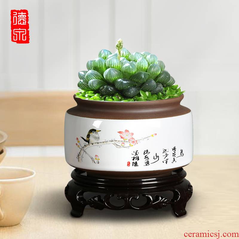 Old running the flowerpot more meat small creative move mage sexual special offer a clearance jingdezhen ceramic purple asparagus with tray