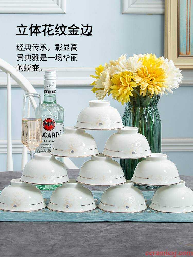 10 a to jingdezhen domestic rice bowls tableware ceramic bowl dishes suit dishes porringer single eat bread and butter