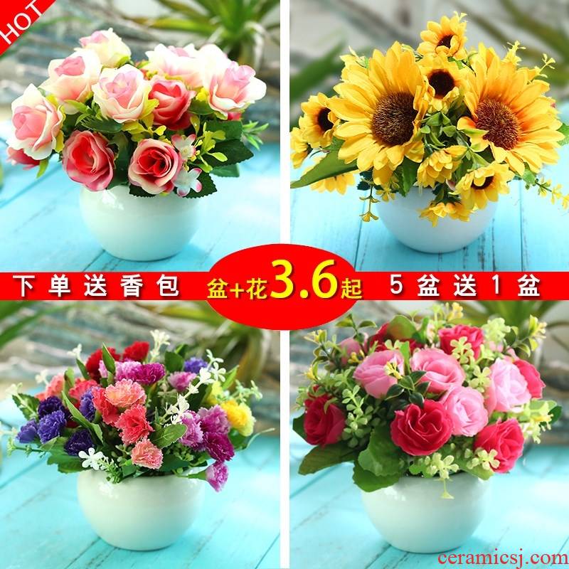 Simulation of false furnishing articles home sitting room tea table decoration plastic flowers and flowers bouquets of dry small potted the plants decorations