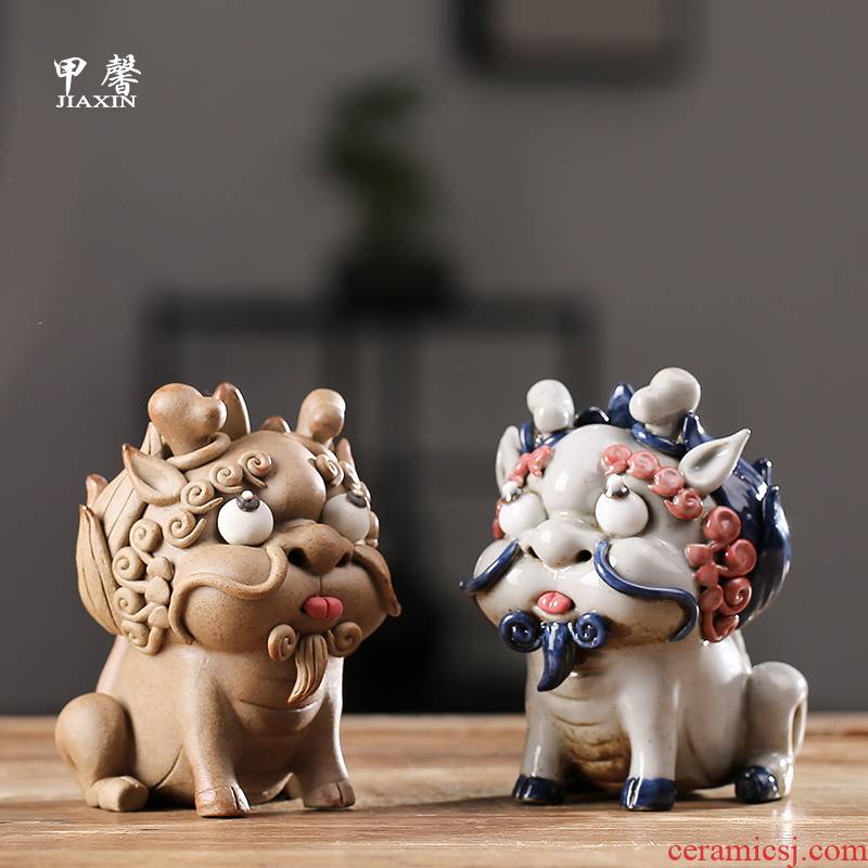 Furnishing articles pet boutique JiaXin ceramic checking tea to keep playing fun lucky the mythical wild animal and joss stick to do head of Furnishing articles