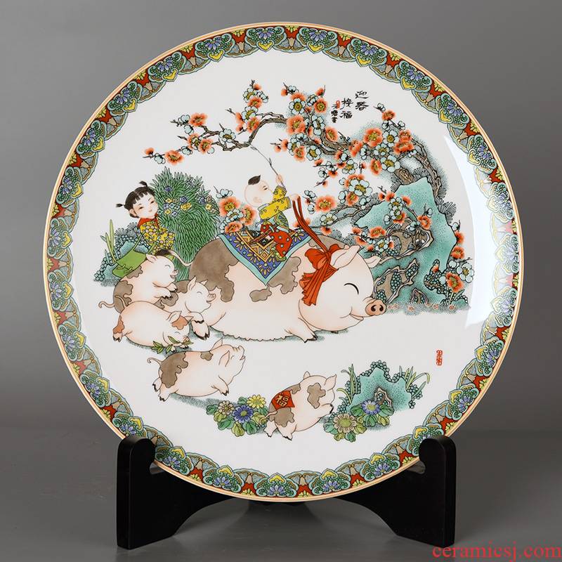 2019 zodiac year gift to send your elders characteristic creative crafts of jingdezhen ceramic plate of chun connect blessing