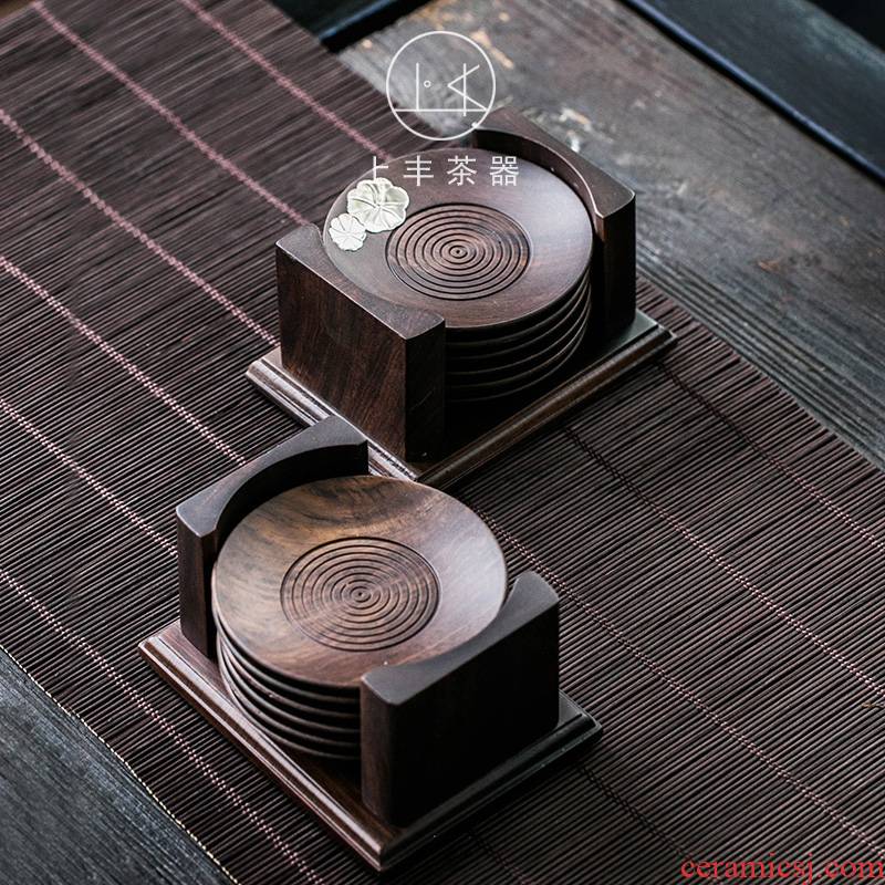 Feng ebony teacup pad on a combination of solid wood, the set of coasters saucer insulation pad tea tea accessories