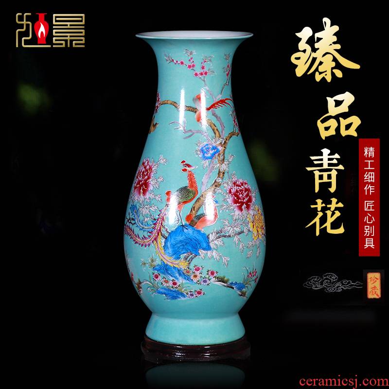 Jingdezhen imitation the qing famille rose porcelain vase water raise lucky bamboo flower arrangement, the sitting room decorate new Chinese style household furnishing articles