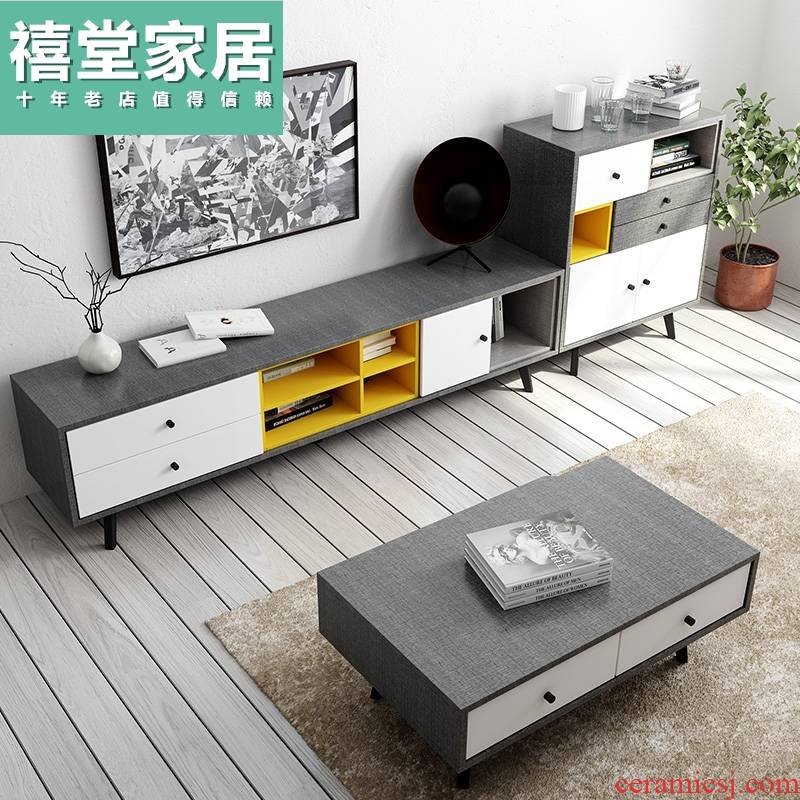 Nordic tea table, TV ark combination living room furniture suit I and contracted small family model bedroom TV ark cabinet