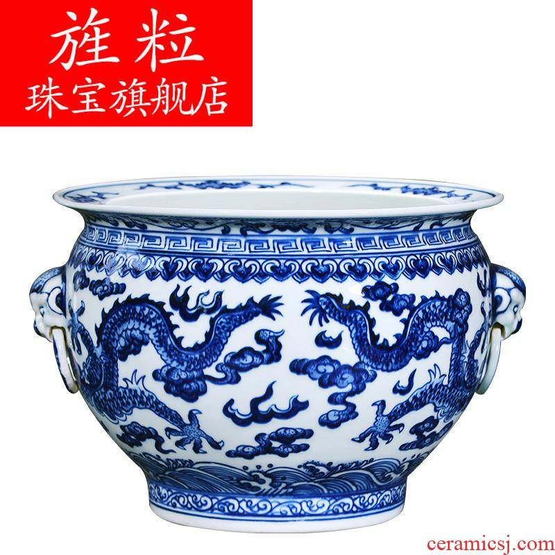 Q8 hand - made cornucopia of blue and white porcelain of jingdezhen ceramics feng shui plutus furnishing articles of new Chinese style household adornment sitting room