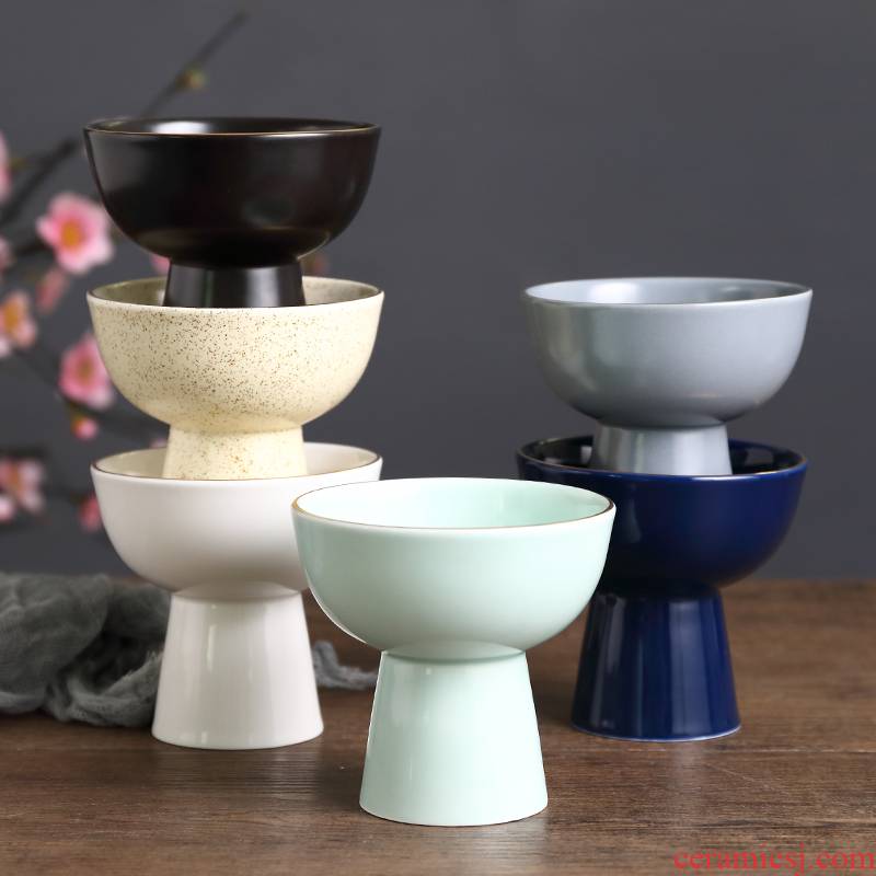 Snacks Japanese characteristic ceramic cup of yogurt dessert tall foot cup small bowl dessert pudding bowl of cat food bowl of creative dishes
