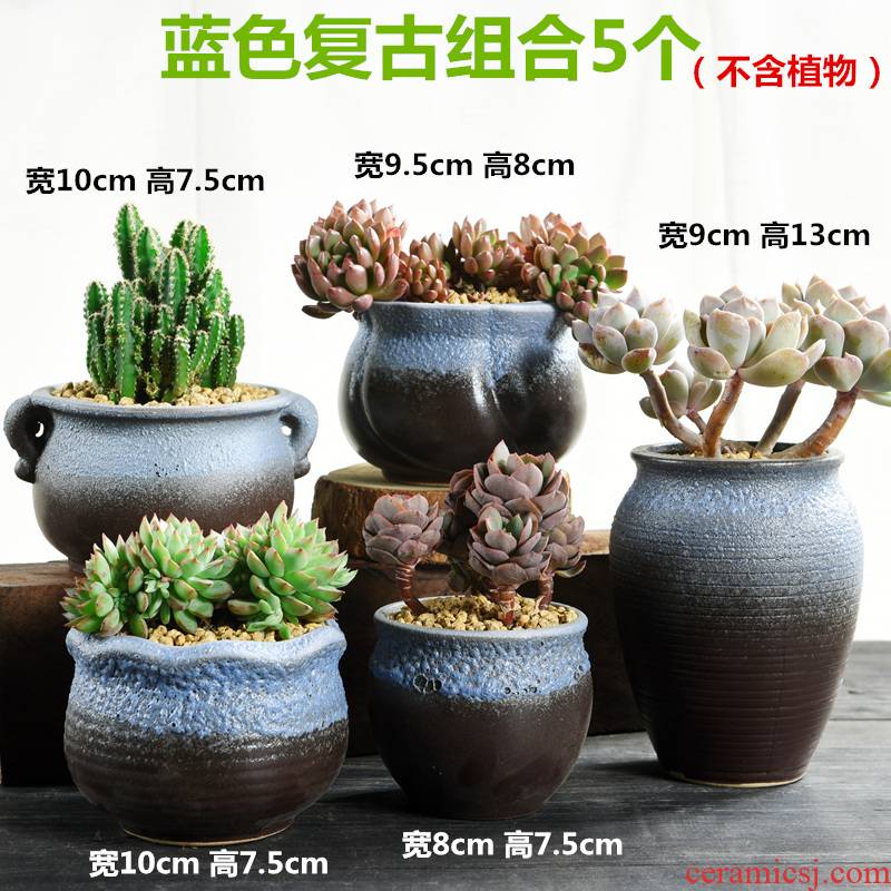 The Fleshy large special offer a clearance of creative move coarse pottery flowerpot ceramics high breathable meat meat plant flower pot in the old running
