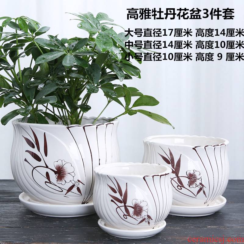 The Fleshy flowerpot ceramics with tray was large special offer a clearance of household plastic interior living room creative money plant