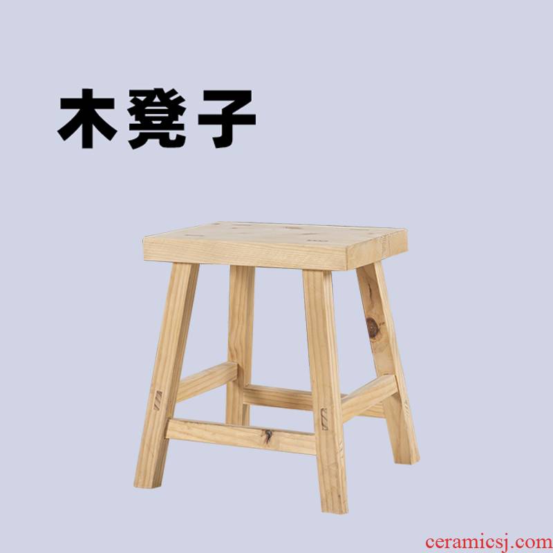 Pottery small who bench XiaoMuDeng solid wood chair square who bar tool of the classroom