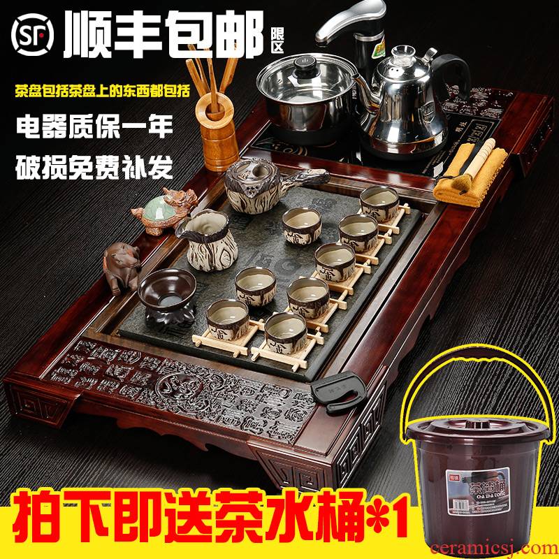 Hai make large solid wood contracted household tea tray of a complete set of fully automatic four unity of violet arenaceous kung fu tea set tea taking