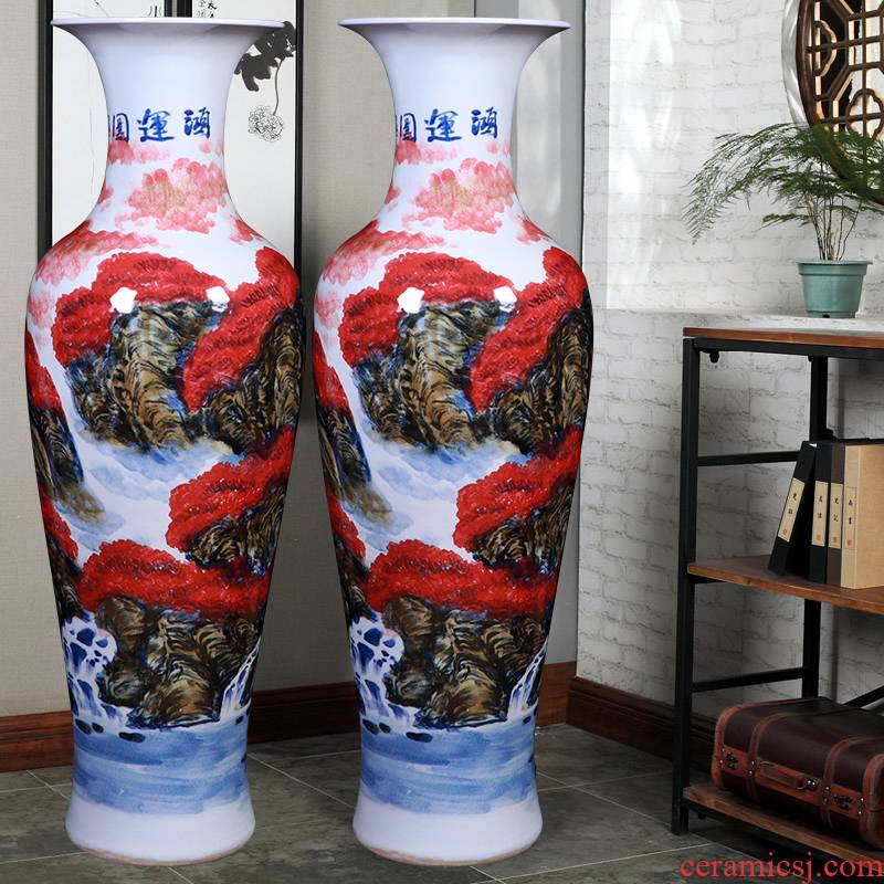 Xu jing, sitting room of large vase of new Chinese style household furnishing articles jingdezhen hand - made large - sized ceramic flower arrangement is a gift