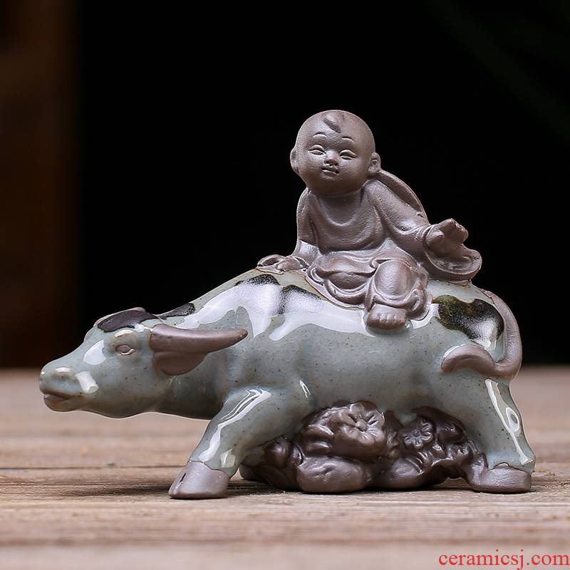 JiaXin creative open piece of cowboy ride cow elder brother up with tea pet furnishing articles furnishing articles study the desktop sitting room adornment ceramics