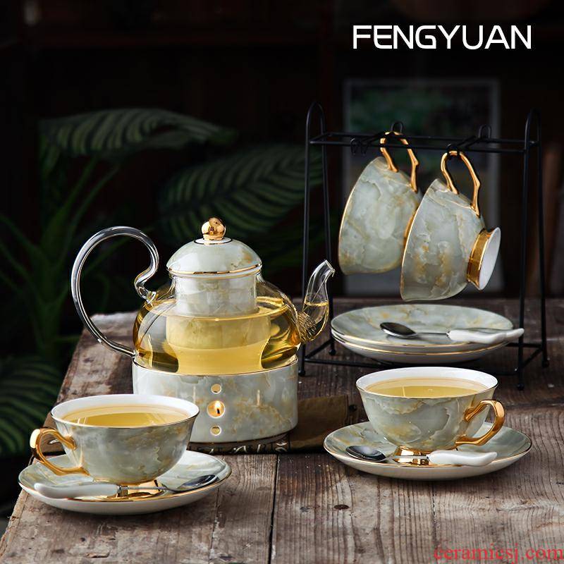 A complete set of herbal tea set household fruit ceramic teapot refractory glass English afternoon tea set tea service