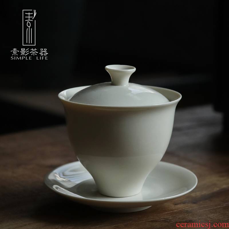 Plain shade plant ash tureen hand made ceramic three Japanese tea cup to finger bowl tea taking zero with tea