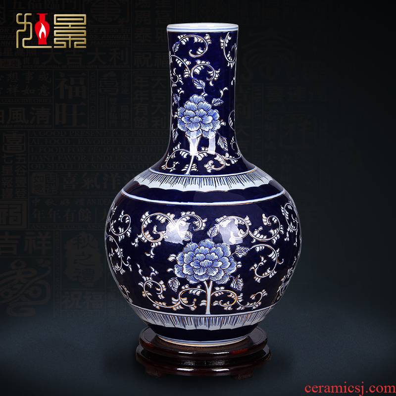 Jingdezhen hand - made the see colour blue and white porcelain vase continental sitting room raised furnishing articles rich ancient frame dried flowers flower arrangement of water