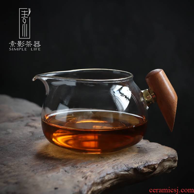 Fair, shadow high - temperature thickening glass cup wood put large household portion male cup tea tea sea kung fu tea set