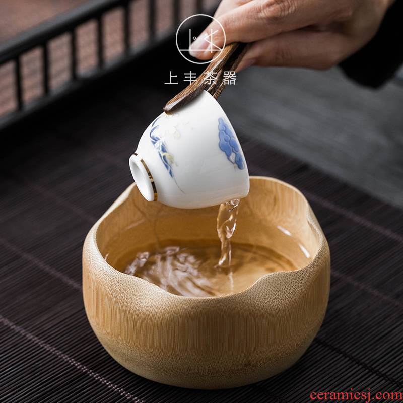 The an abundant bamboo bowl of fruit bowl of tea to wash The lotus leaf tea accessories for wash your bamboo kung fu tea cup cup bowl lotus bowl