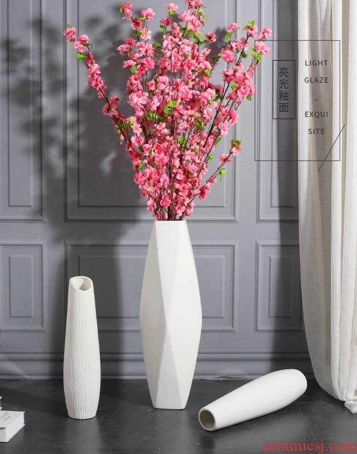 Large sitting room ground ceramic vase furnishing articles dried flowers flower arrangement Nordic creative contracted white modern home decoration