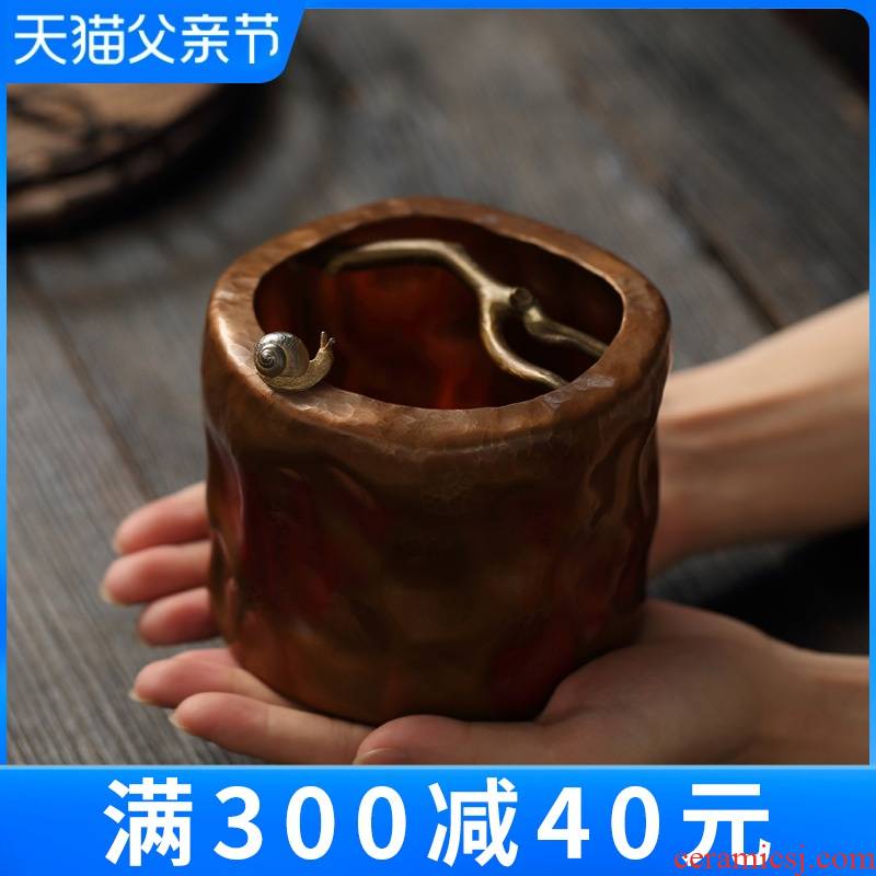 "Treasure hall built copper number four cups of tea to wash to the pure copper water tea accessories zen home tea to wash the dishes washed