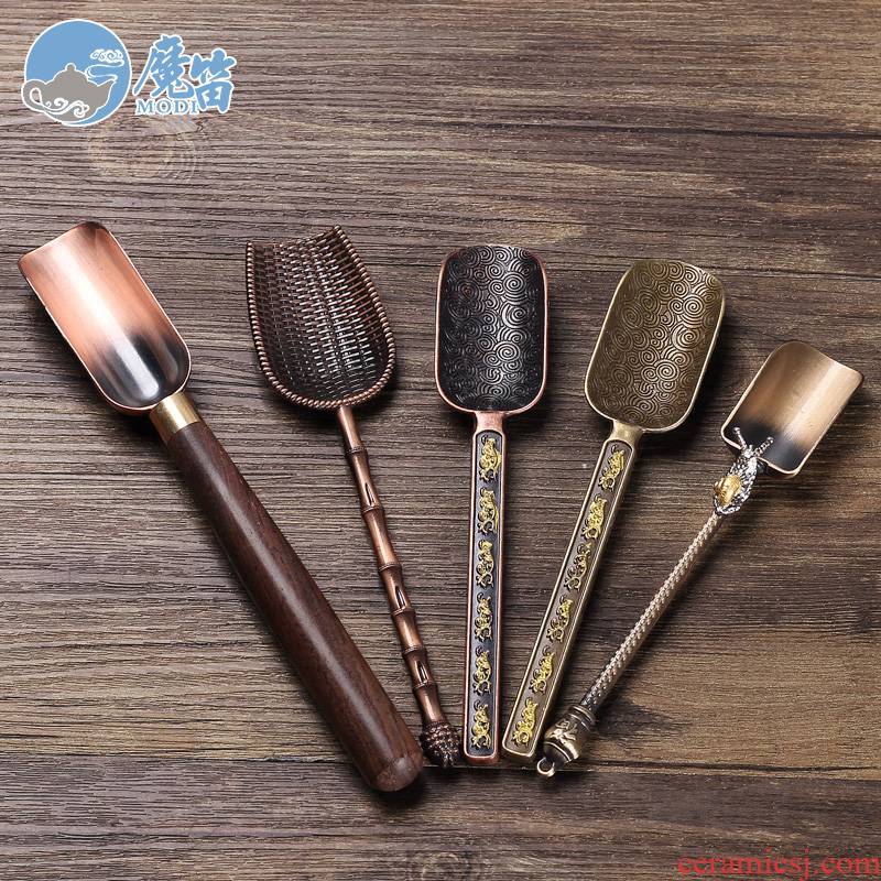 The flute ebony alloy TSP tea run shovel wood, bamboo tea tea, tea spoon, kung fu tea tea accessories