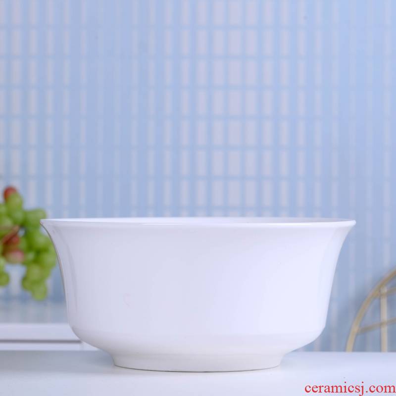 Jingdezhen ceramic large soup bowl white tableware dishes suit pull rainbow such as bowl home a single large bowl dish bowl of rice bowl