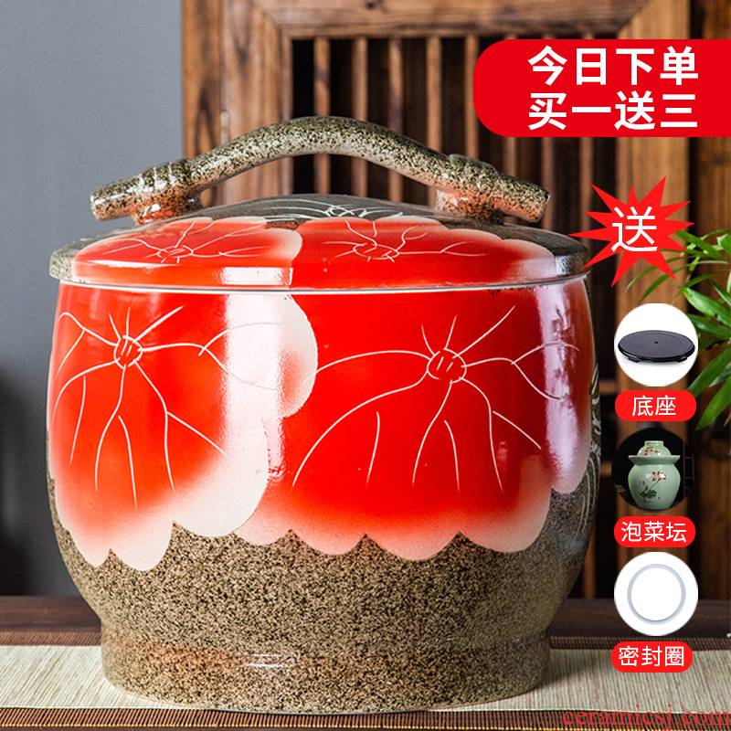 Jingdezhen ceramic barrel 10 jins 20 jins 30 jins home storage tank is sealed with cover ricer box tank cylinder moistureproof