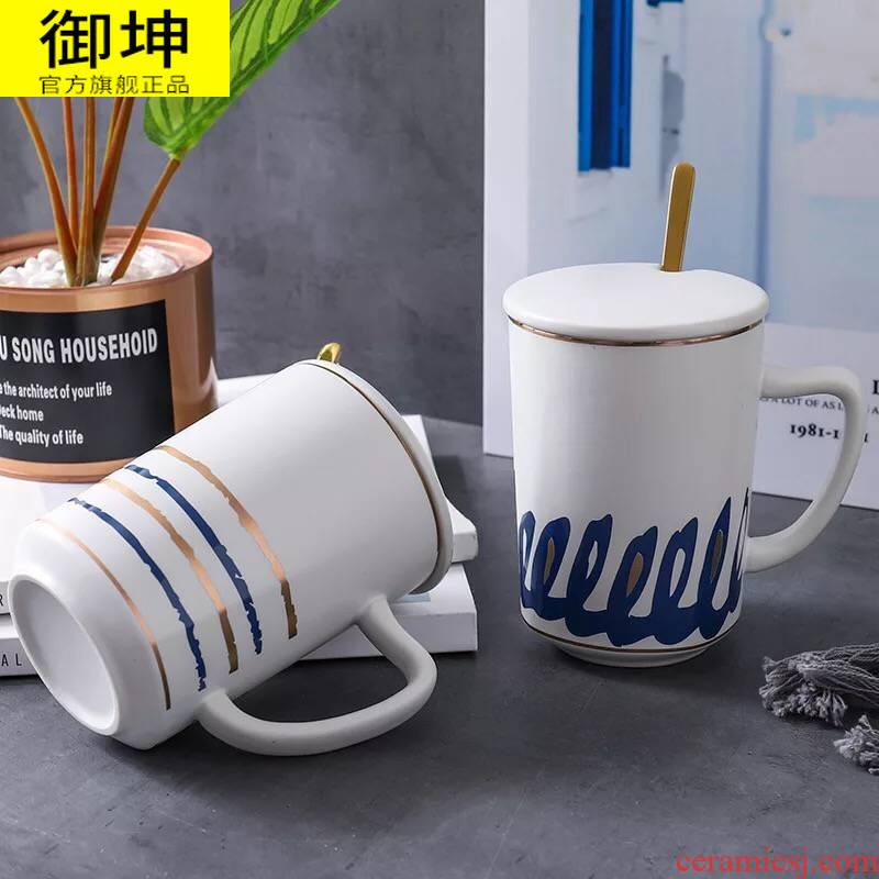 Large capacity British royal of jingdezhen ceramic cup mark cup with cover spoon coffee cup milk cup cup men and women